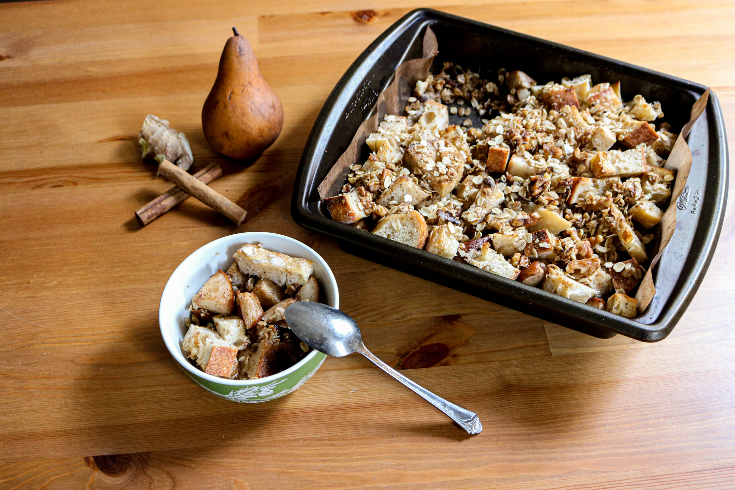 Vegan Pear Bread Pudding