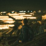 A wanderer in a cityscape.